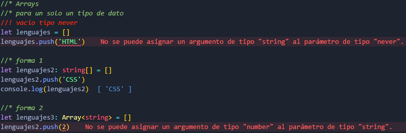 Ejemplo Arrays 1 tipo de dato