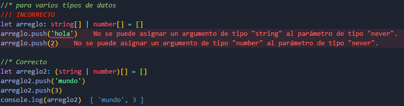 Ejemplo Arrays varios tipos de datos