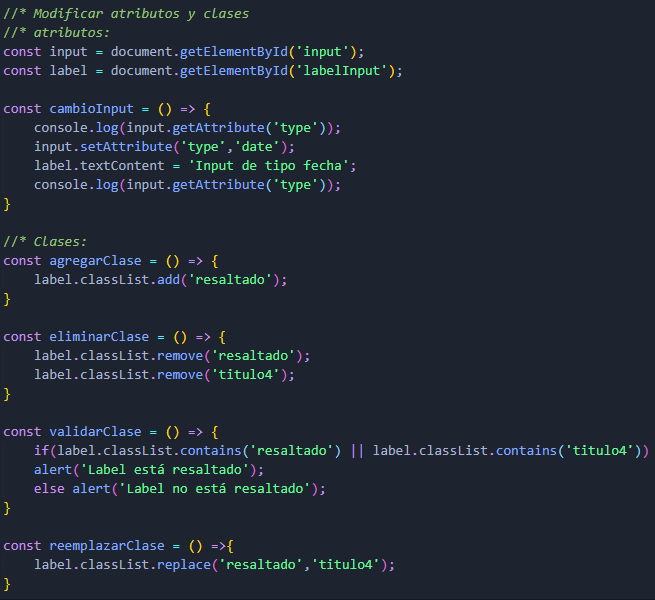 Ejemplo modificar atributos y clases