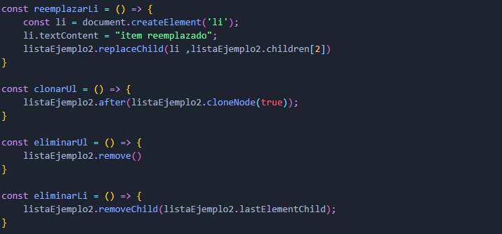 Ejemplo Reeemplazar, clonar y eliminar elementos