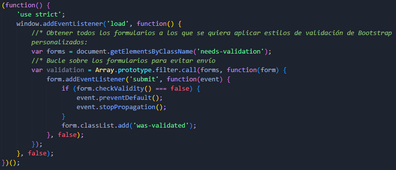 ejemplo validación JS