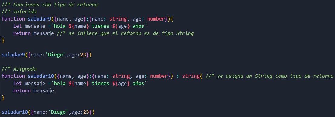 Ejemplo funciones con tipo de retorno