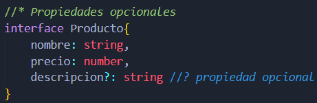 Ejemplo Interfaces con propiedades opcionales