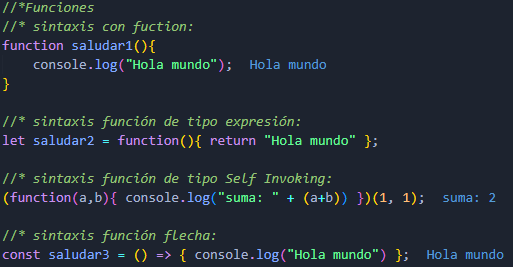 Sintaxis funciones