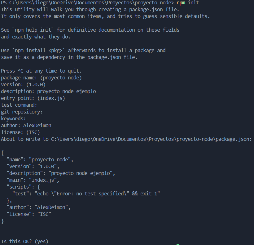 ejemplo npm init